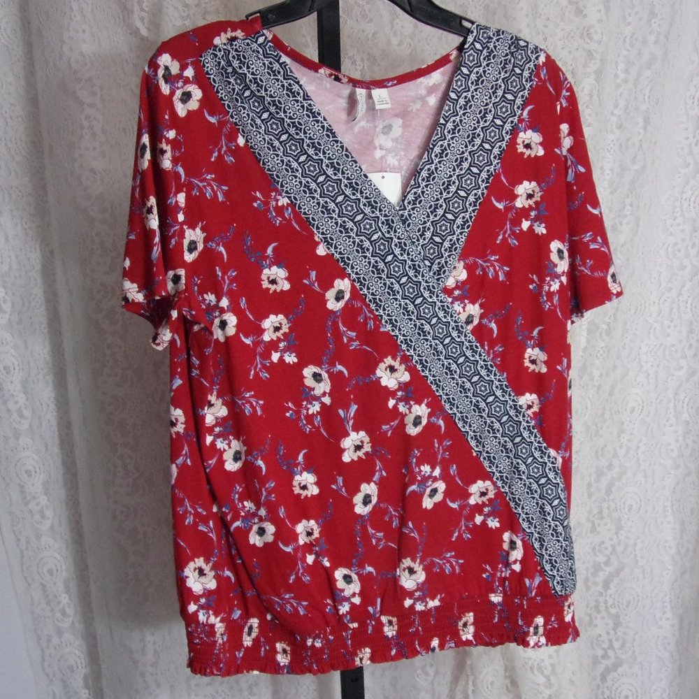 Red White Blue Summer Top Size Large NWT